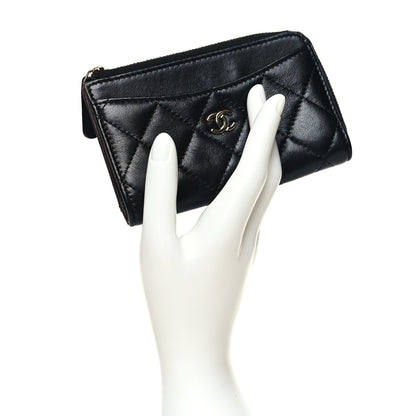 Chanel Lambskin Quilted Zip Card Holder Black 2 of 8