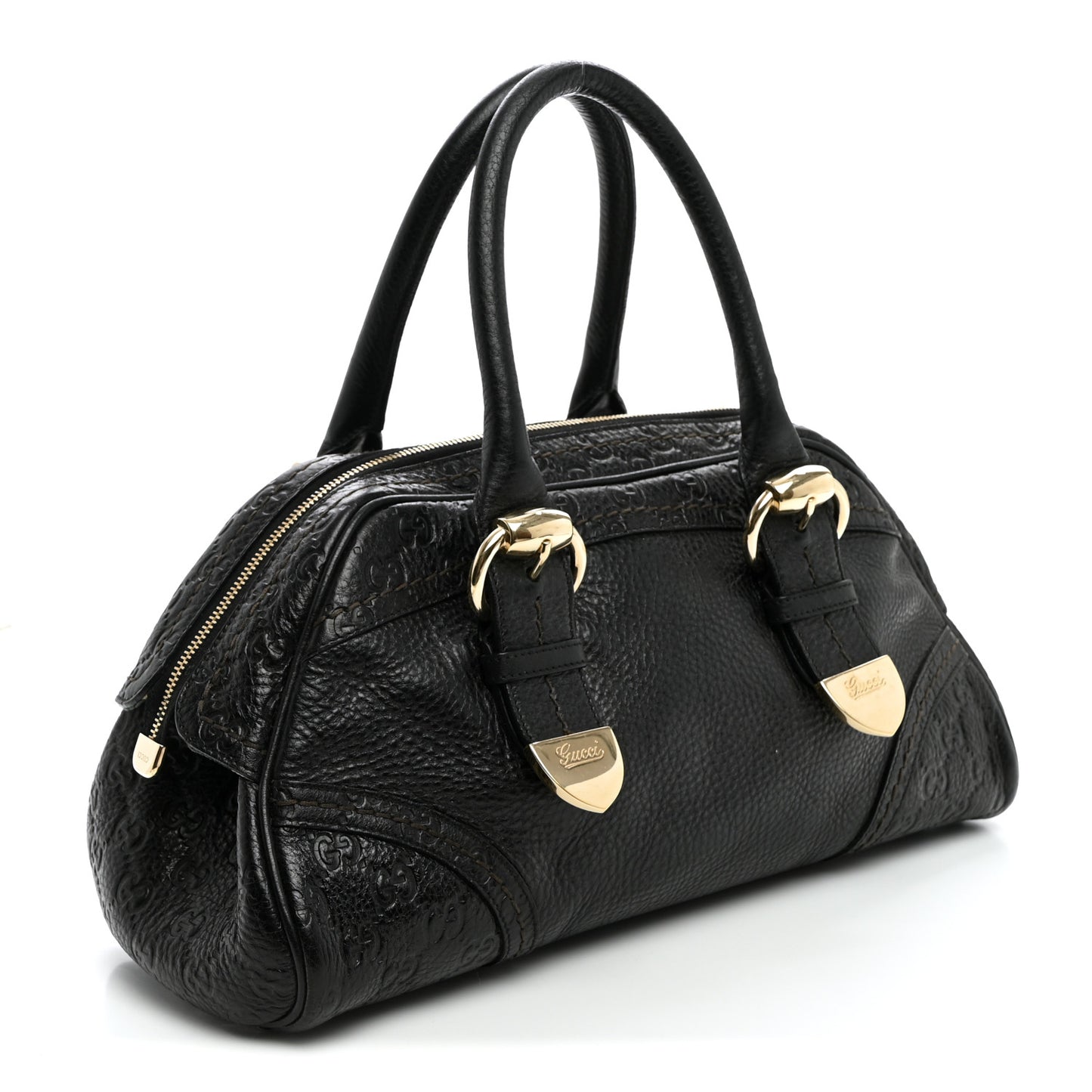 Calfskin Guccissima Signoria Bowler Bag Black