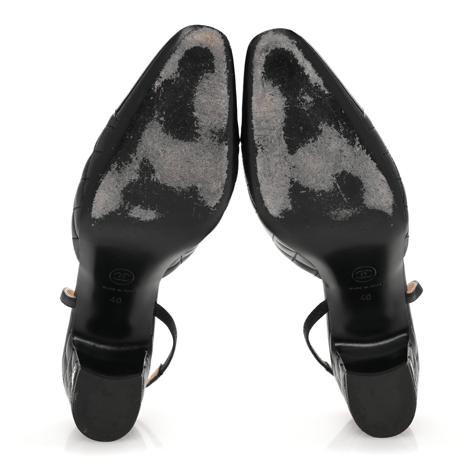 Chanel Lambskin Patent Calfskin Quilted Cap Toe CC Slingback Pumps 40 Black 6 of 10