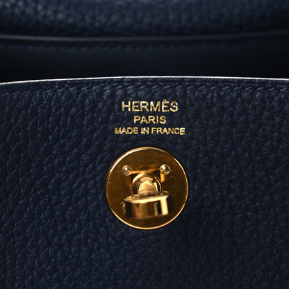 Hermes Taurillon Clemence Mini Lindy 20 Bleu Nuit 6 of 13