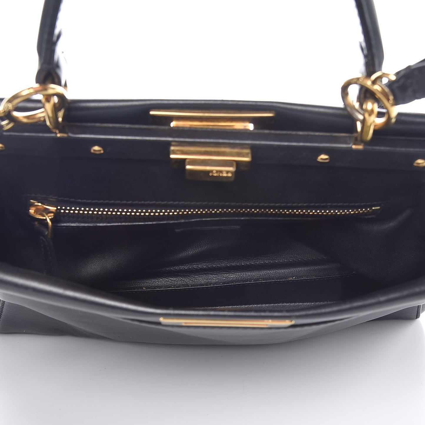 Vitello Morgan Shiny Nappa Medium Peekaboo Iconic Satchel Black