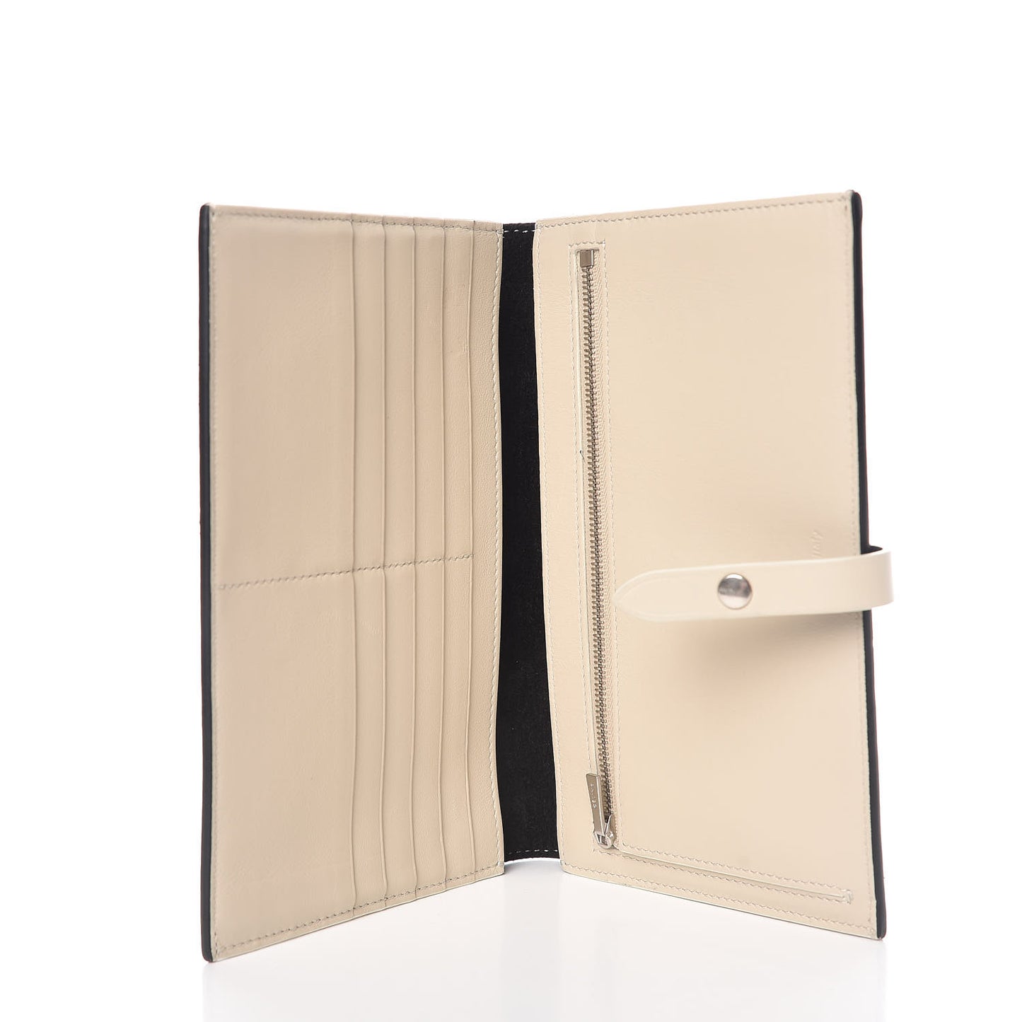 Grained Calfskin Large Multifunction Strap Wallet Black Chalk