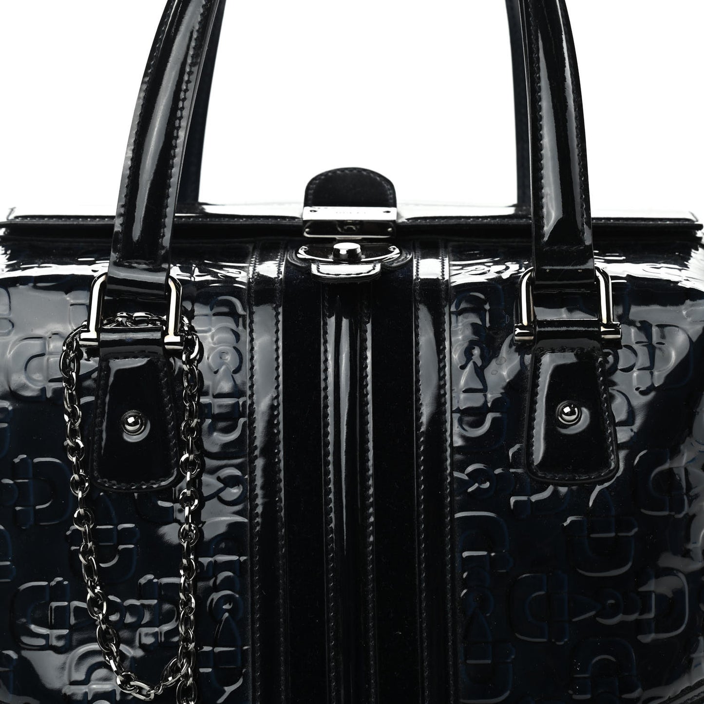 Patent Horsebit Embossed Treasure Boston Black Blue