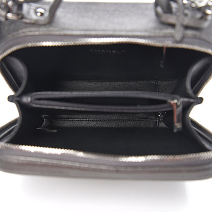 Chanel Metallic Caviar Quilted Medium CC Filigree Vanity Case Dark Silver 4 of 10