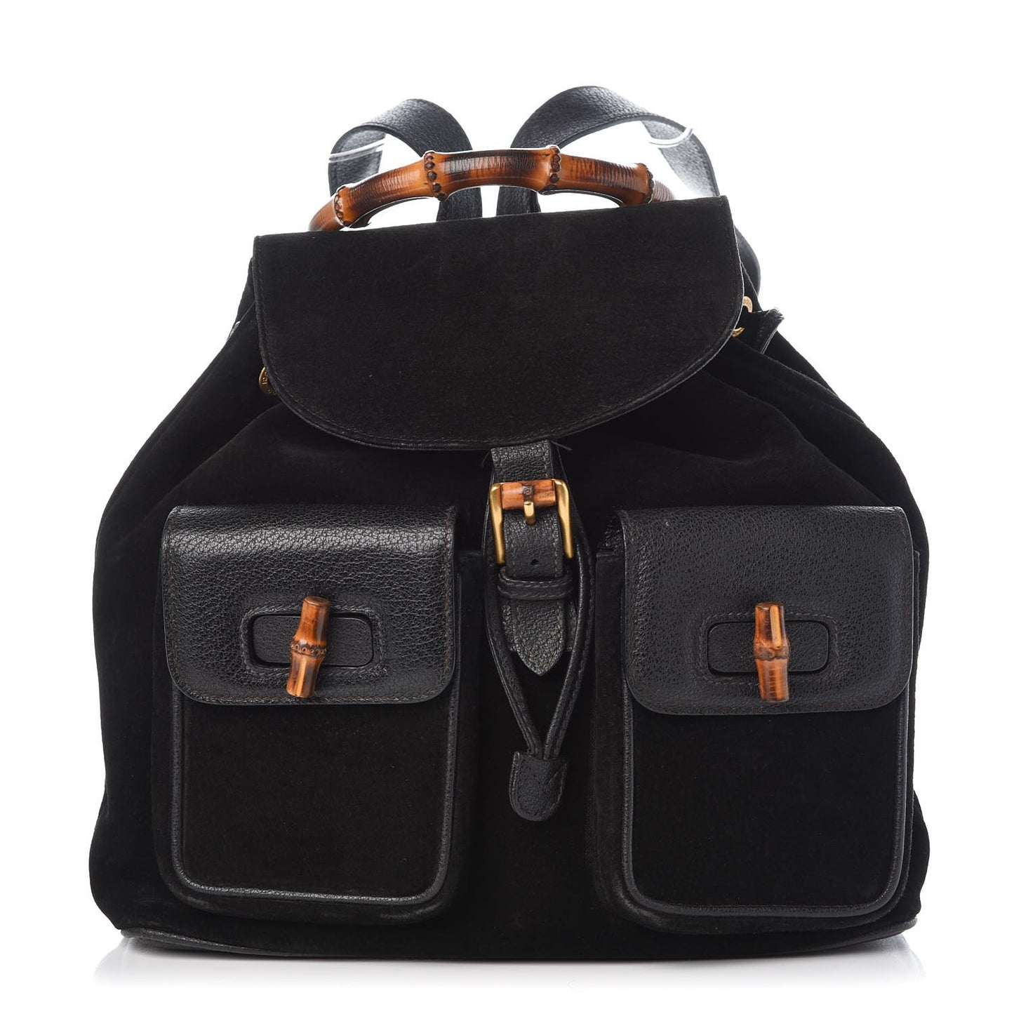 Suede Bamboo Backpack Black