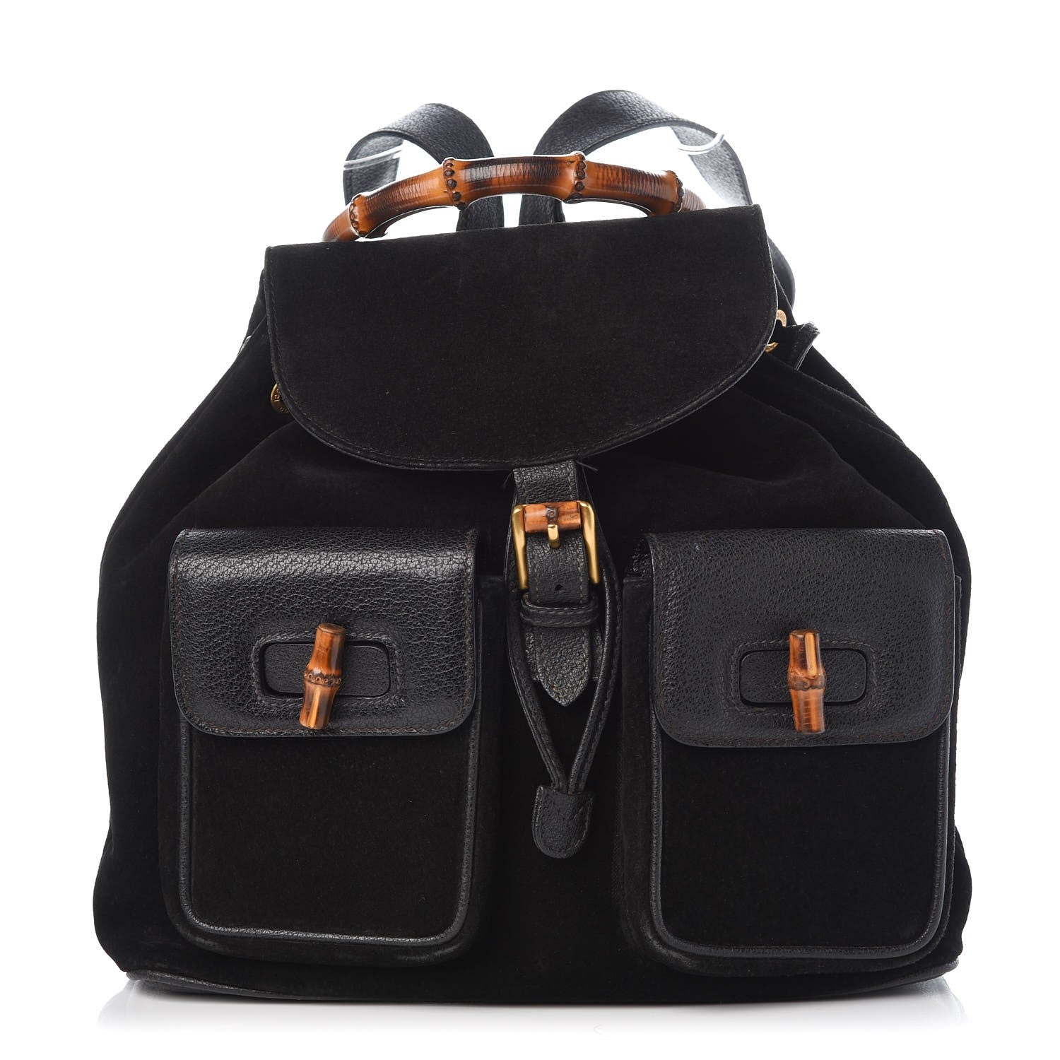 Gucci Suede Bamboo Backpack Black 1 of 16