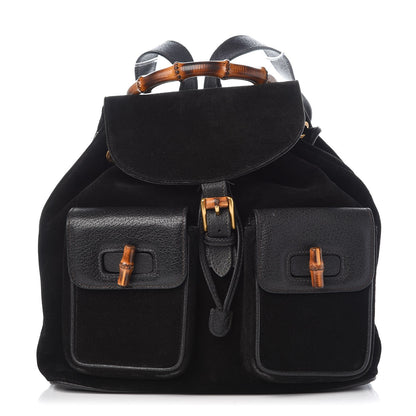 Gucci Suede Bamboo Backpack Black 1 of 16