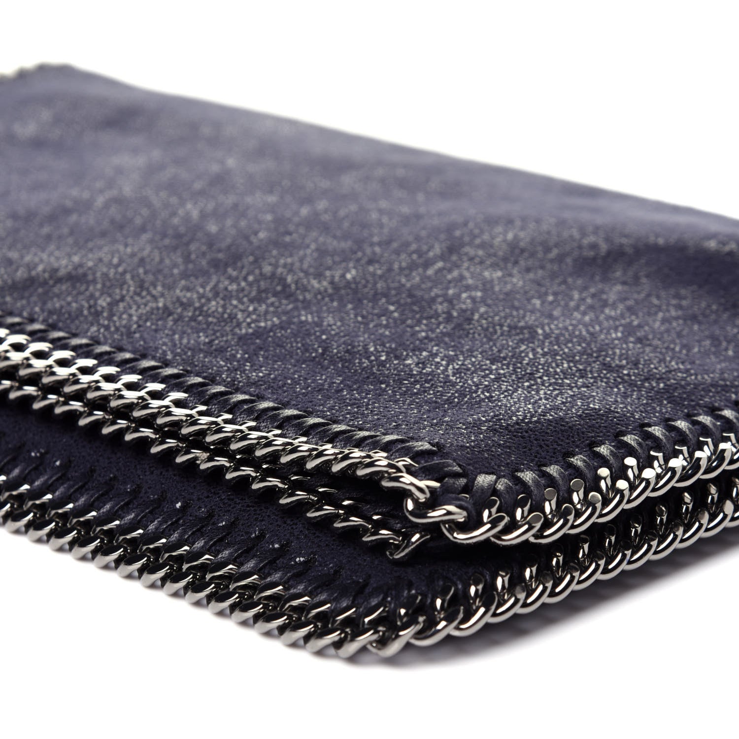 Stella McCartney Shaggy Deer Falabella Fold Over Clutch Navy Blue 10 of 12