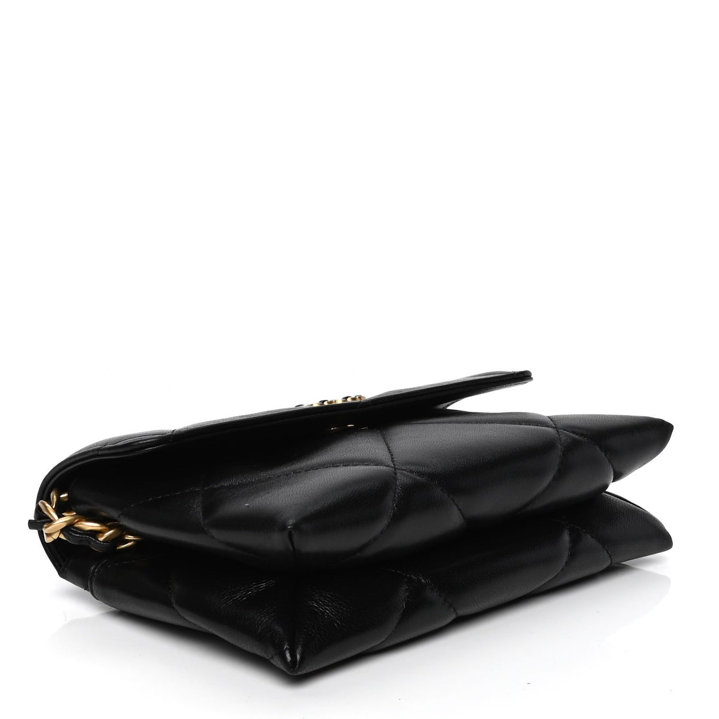 Lambskin Quilted Chanel 19 Flap Clutch Black