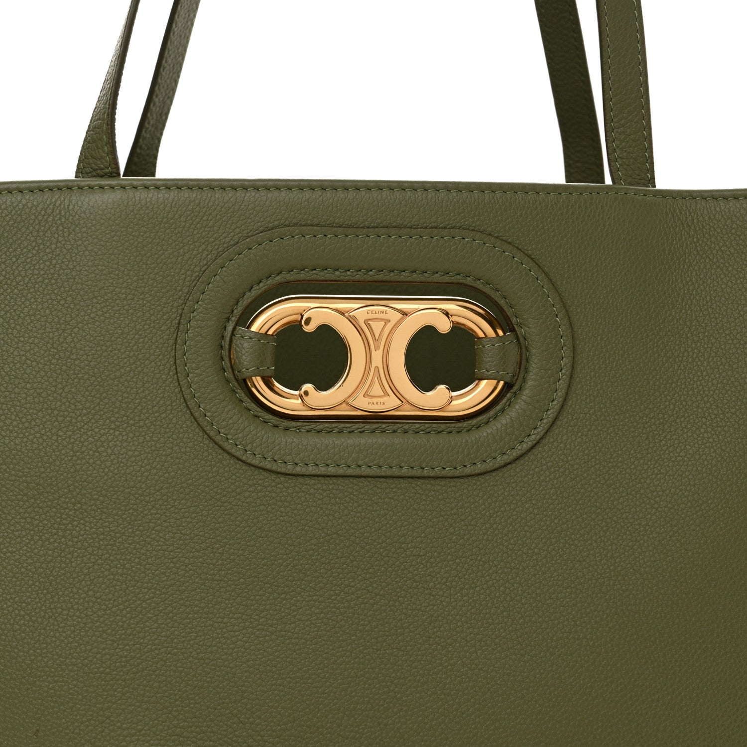 Celine Grained Calfskin Maillon Triomphe Medium Cabas Light Khaki 7 of 12