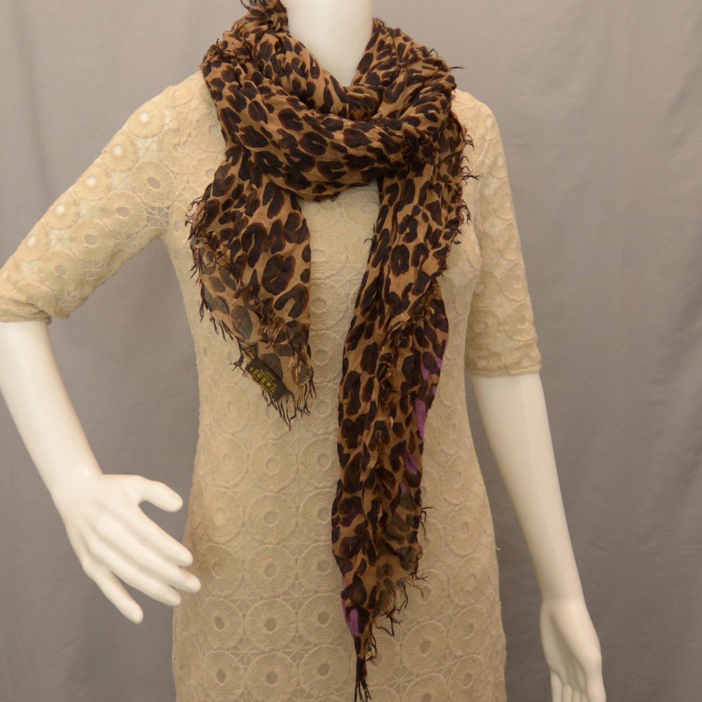Cashmere Silk Leopard Etole Stole