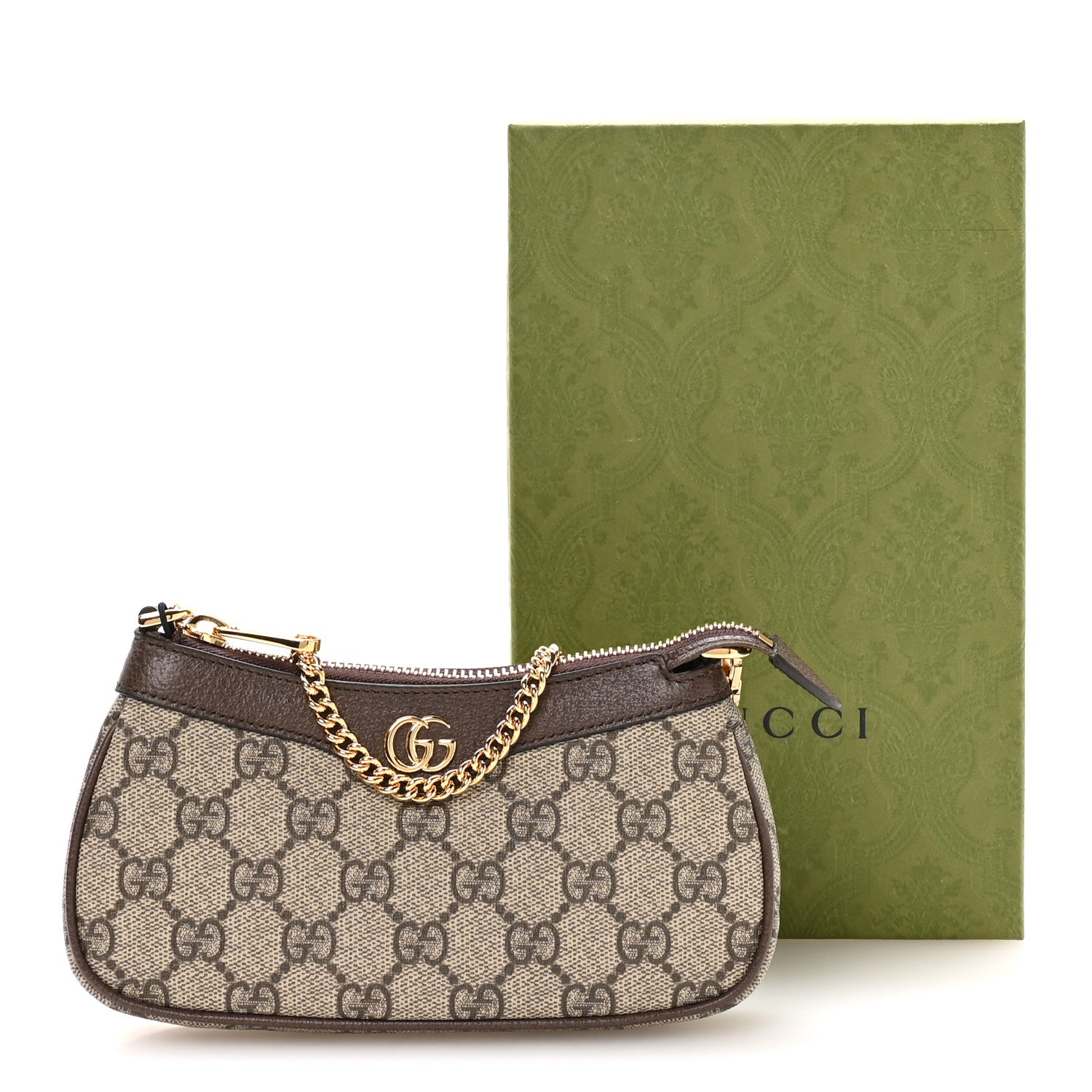 Gucci GG Supreme Monogram Textured Dollar Calfskin Mini Ophidia Chain Bag Beige Ebony 11 of 11