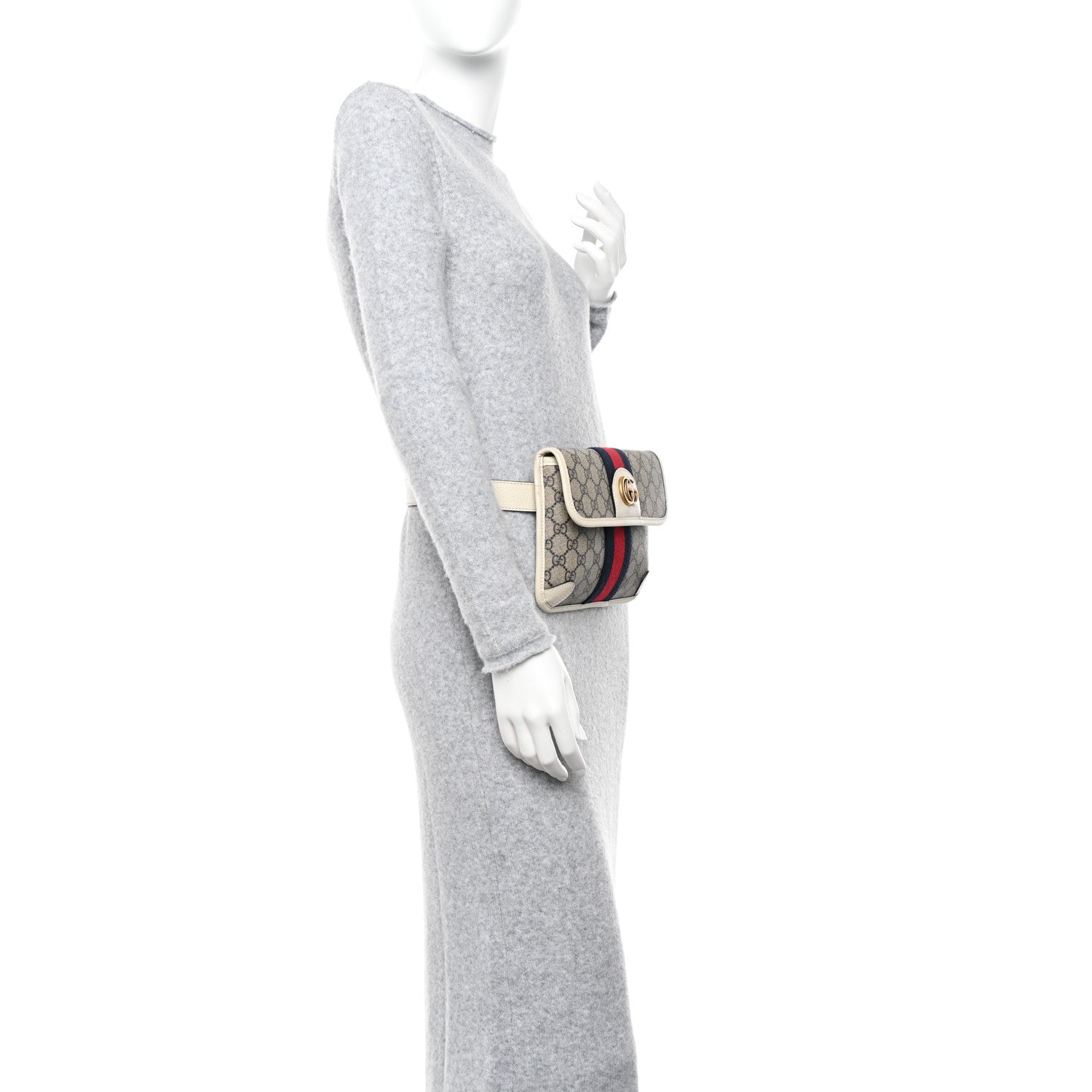 Gucci GG Supreme Monogram Web Small Ophidia Belt Bag 90 36 Beige Ebony White 2 of 11