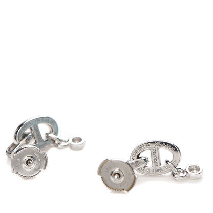 Hermes 18K White Gold Diamond PM Chaine D'Ancre Enchainee Earrings 4 of 5