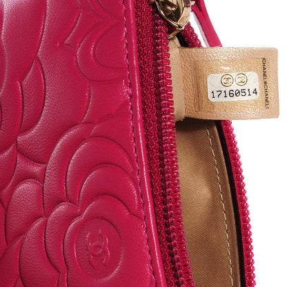 Chanel Lambskin Camellia Embossed Key Holder Case Fuchsia 7 of 8