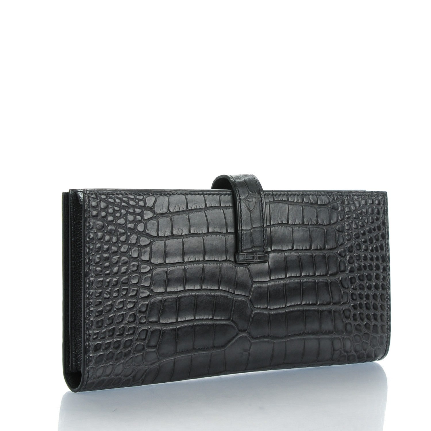 Hermes Matte Alligator Bearn Wallet Graphite 3 of 8