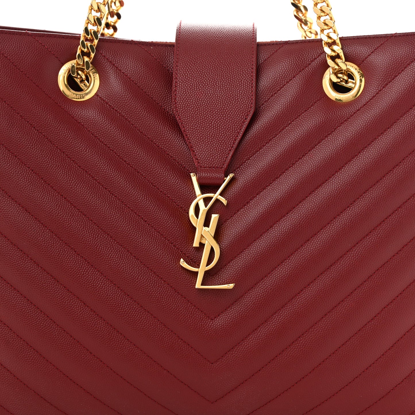 Grain De Poudre Matelasse Chevron Monogram Shopping Bag Oxblood