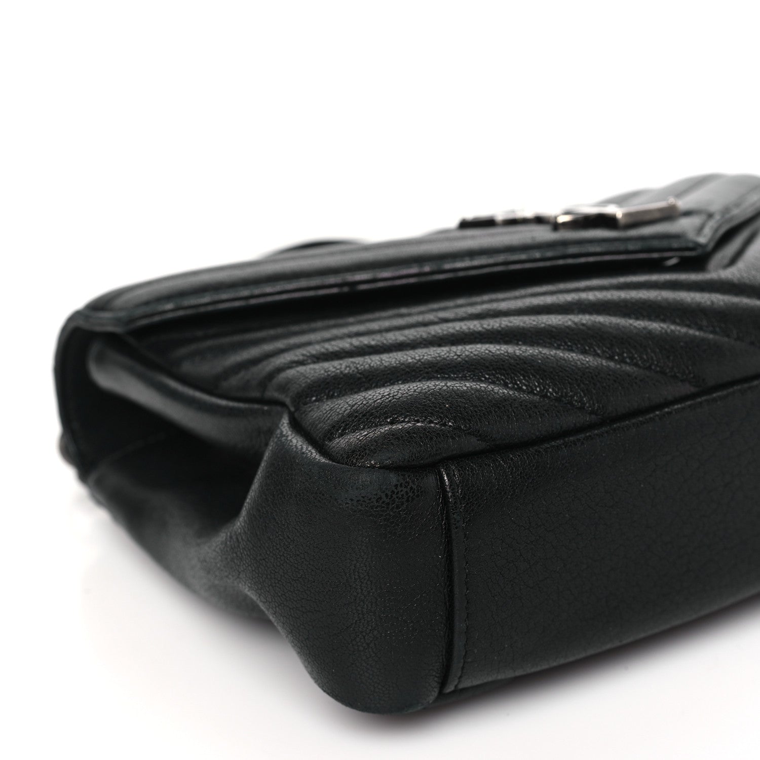 Saint Laurent Sheepskin Matelasse Chevron Monogram Medium College Bag Black 7 of 12