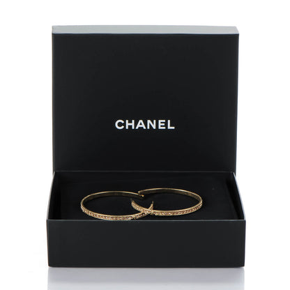 Chanel Crystal CC Hoop Earrings Gold Pale Pink 6 of 6