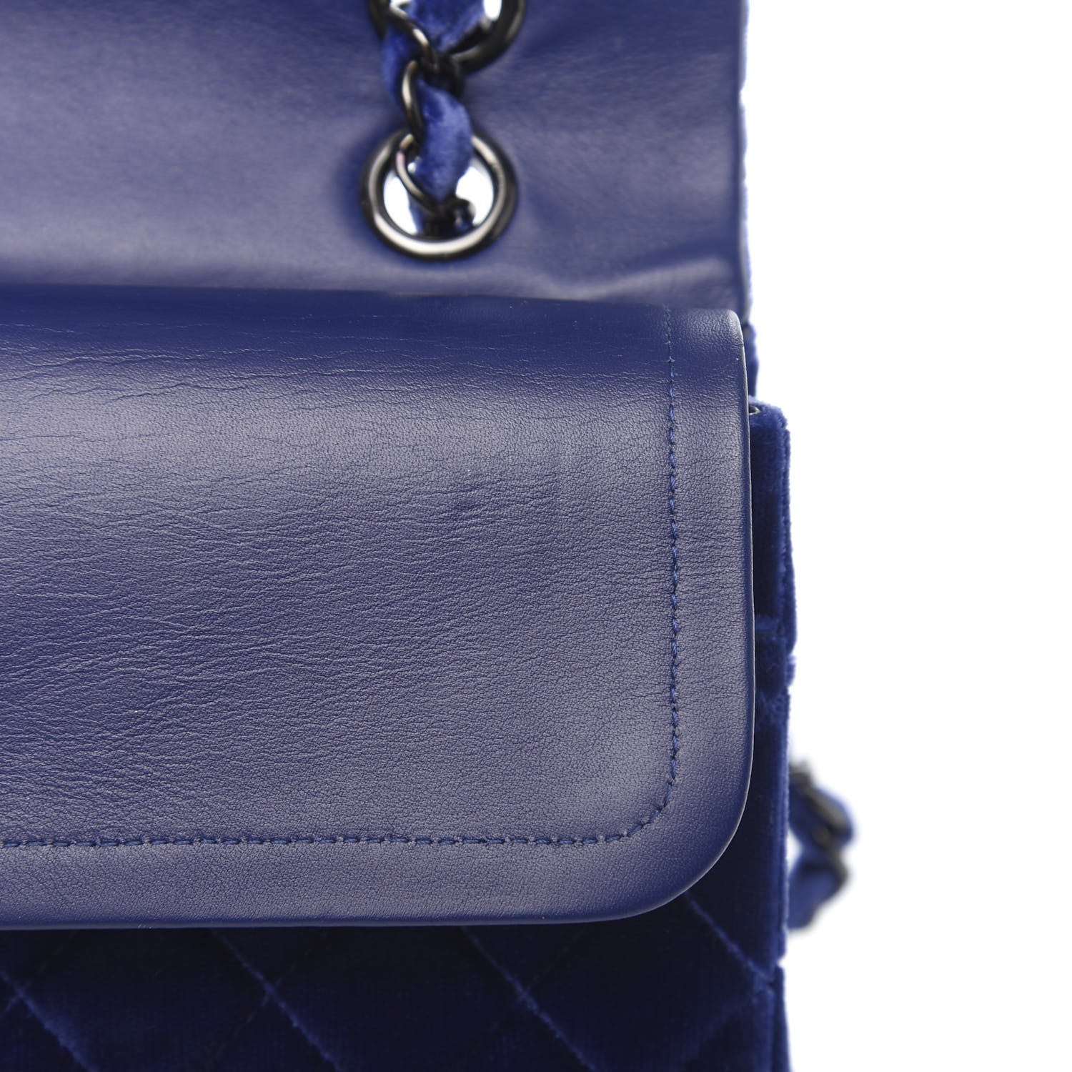 Chanel Velvet Quilted Medium Double Flap Navy Blue 9 of 13