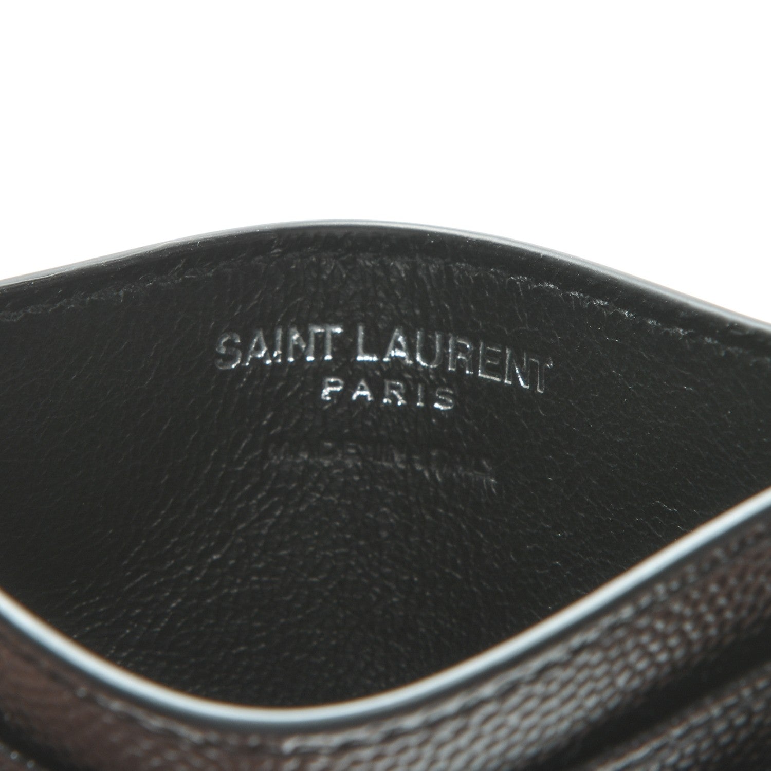 Saint Laurent Grain De Poudre Matelasse Chevron Monogram Credit Card Case Black 6 of 6