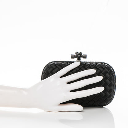 Bottega Veneta Satin Intreccio Impero Ayers Knot Clutch Black 2 of 6