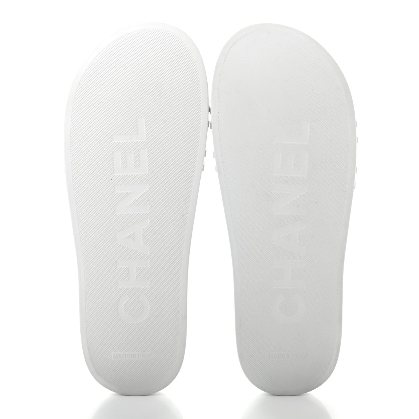 Rubber CC Flat Slide Sandals White