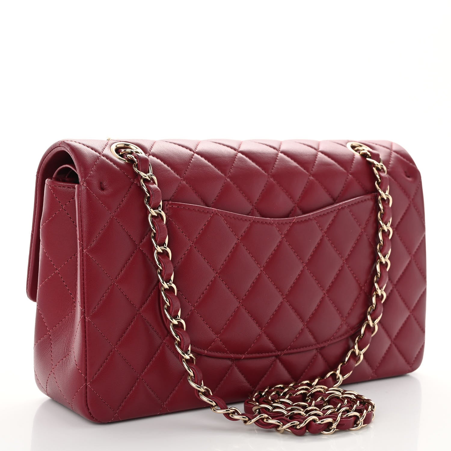 Chanel Lambskin Quilted Medium Double Flap Burgundy 3 of 10