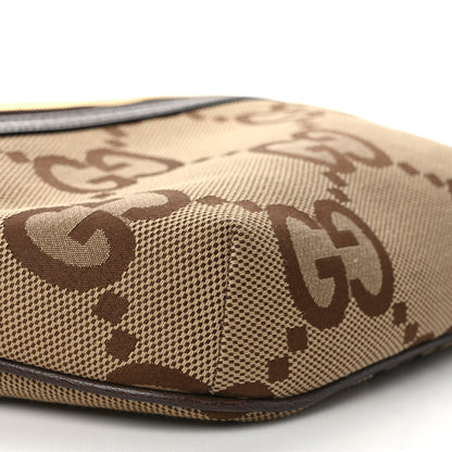Gucci Monogram Jumbo GG Textured Dollar Calfskin Web Belt Bag Camel Ebony New Acero 7 of 8