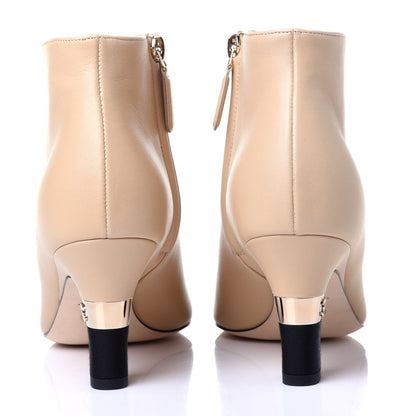 Chanel Lambskin Grosgrain Cap Toe Short Ankle Boots 36 Beige Black 5 of 12