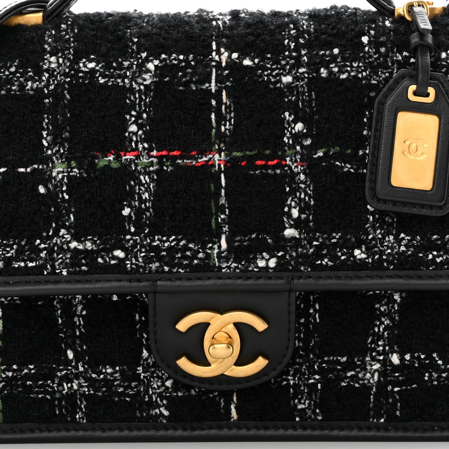Chanel Tweed School Memory Small Top Handle Flap Black White 8 of 11