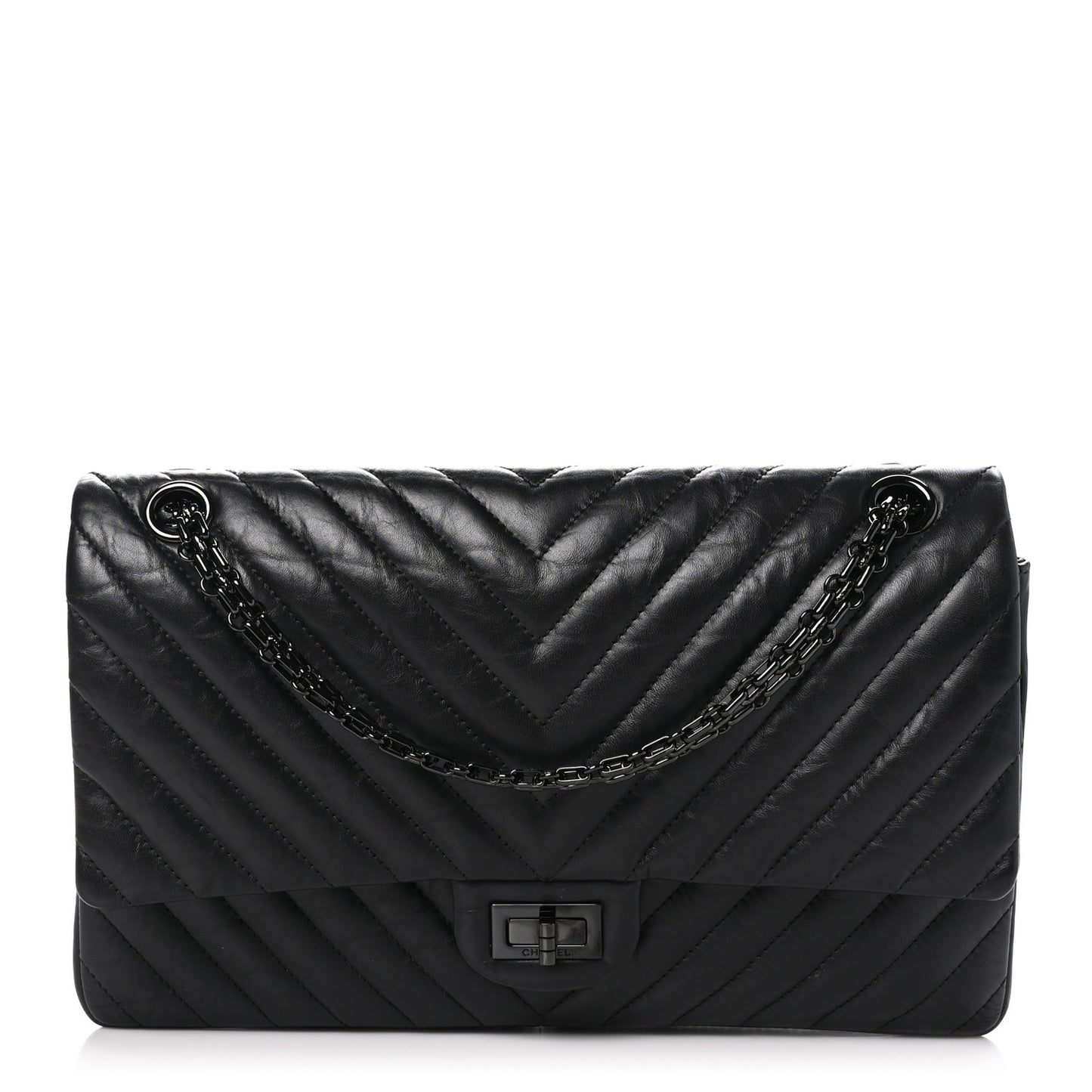 Aged Calfskin Chevron Quilted 2.55 Reissue 226 So Black