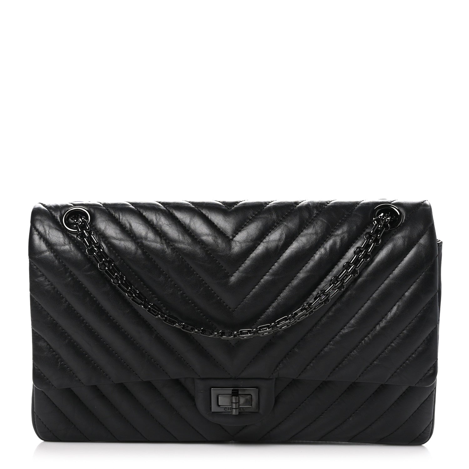 Chanel Aged Calfskin Chevron Quilted 2.55 Reissue 226 So Black 1 of 10