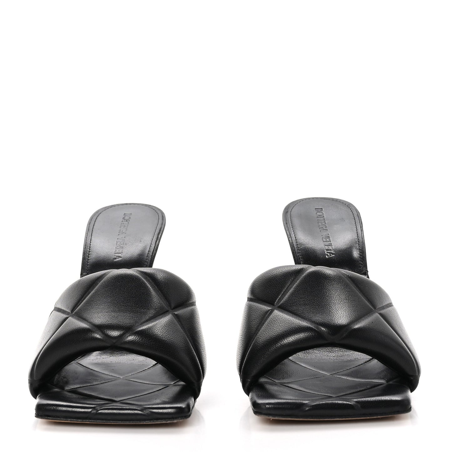 Nappa Quilted Rubber Lido Mule Sandals 38 Black