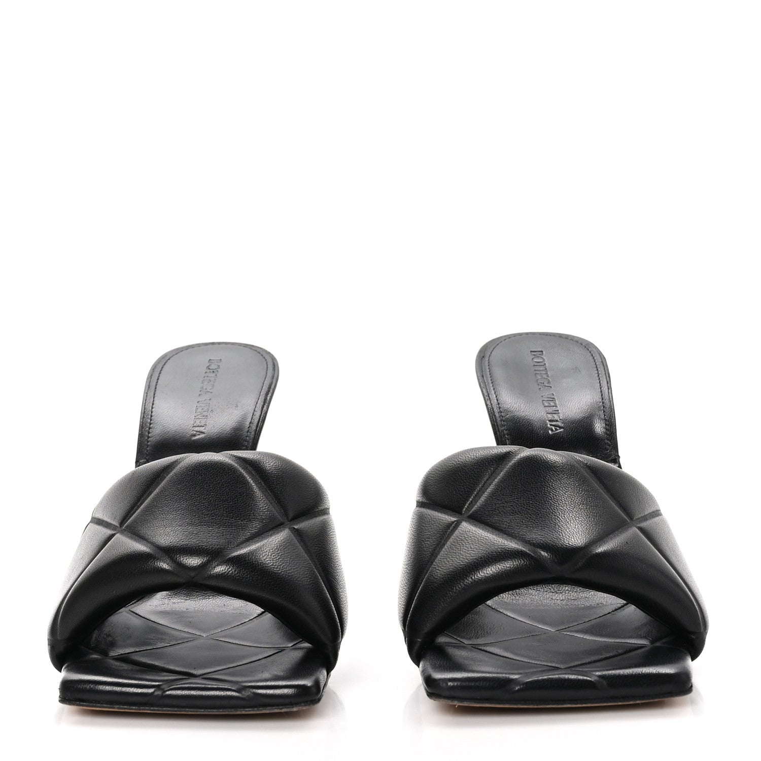 Bottega Veneta Nappa Quilted Rubber Lido Mule Sandals 38 Black 2 of 8