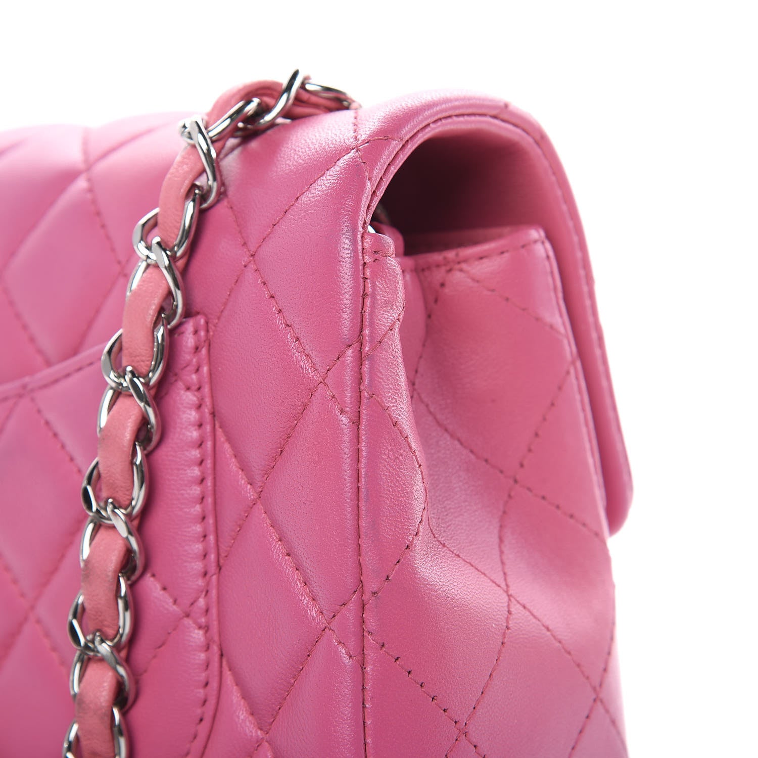Chanel Lambskin Quilted Mini Rectangular Flap Dark Pink 14 of 16