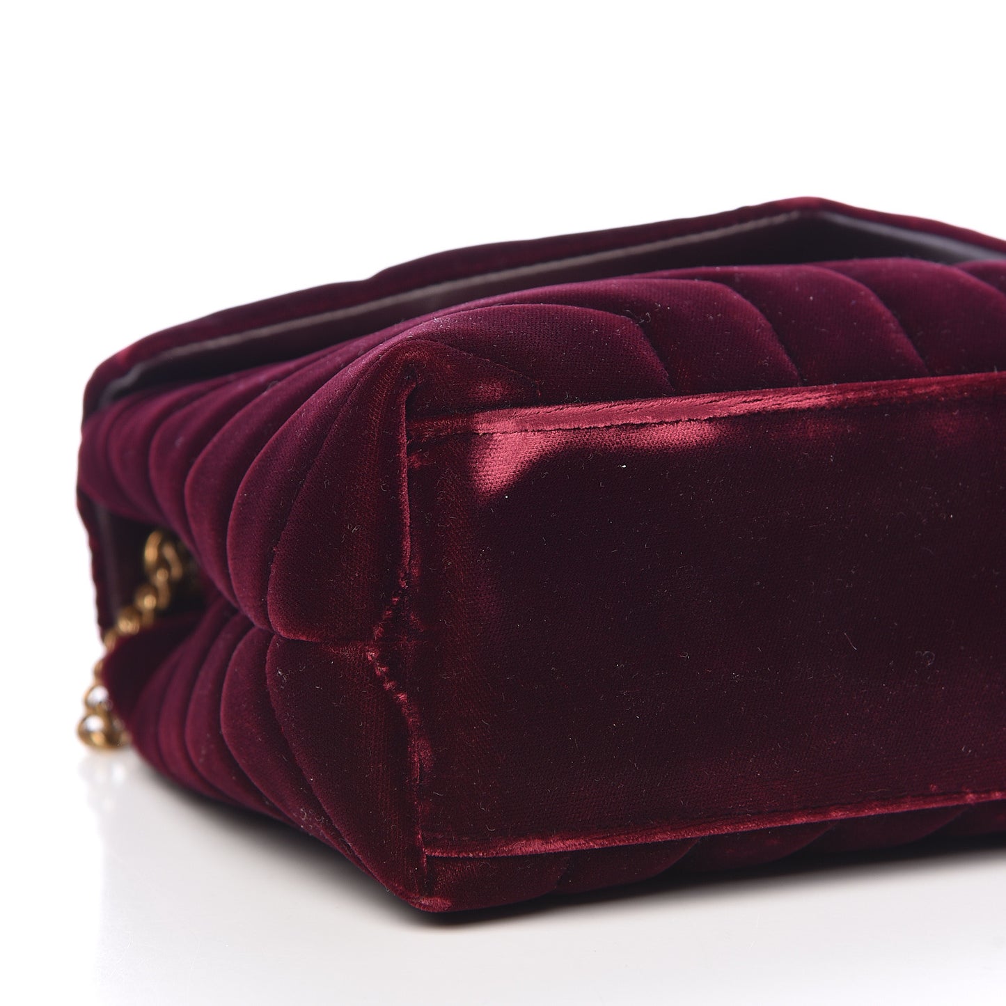 Velvet Y Quilted Monogram Small Loulou Chain Satchel Burgundy