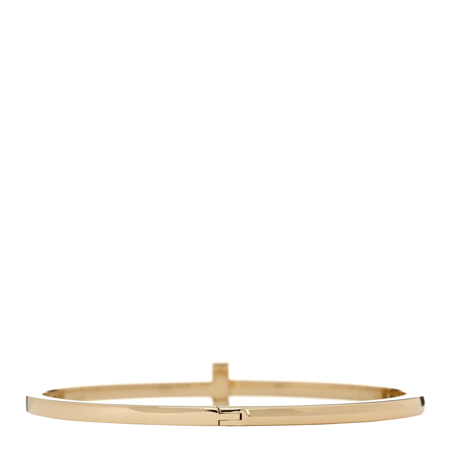 Tiffany 18K Yellow Gold Narrow T T1 Hinged Bangle Bracelet 2 of 4