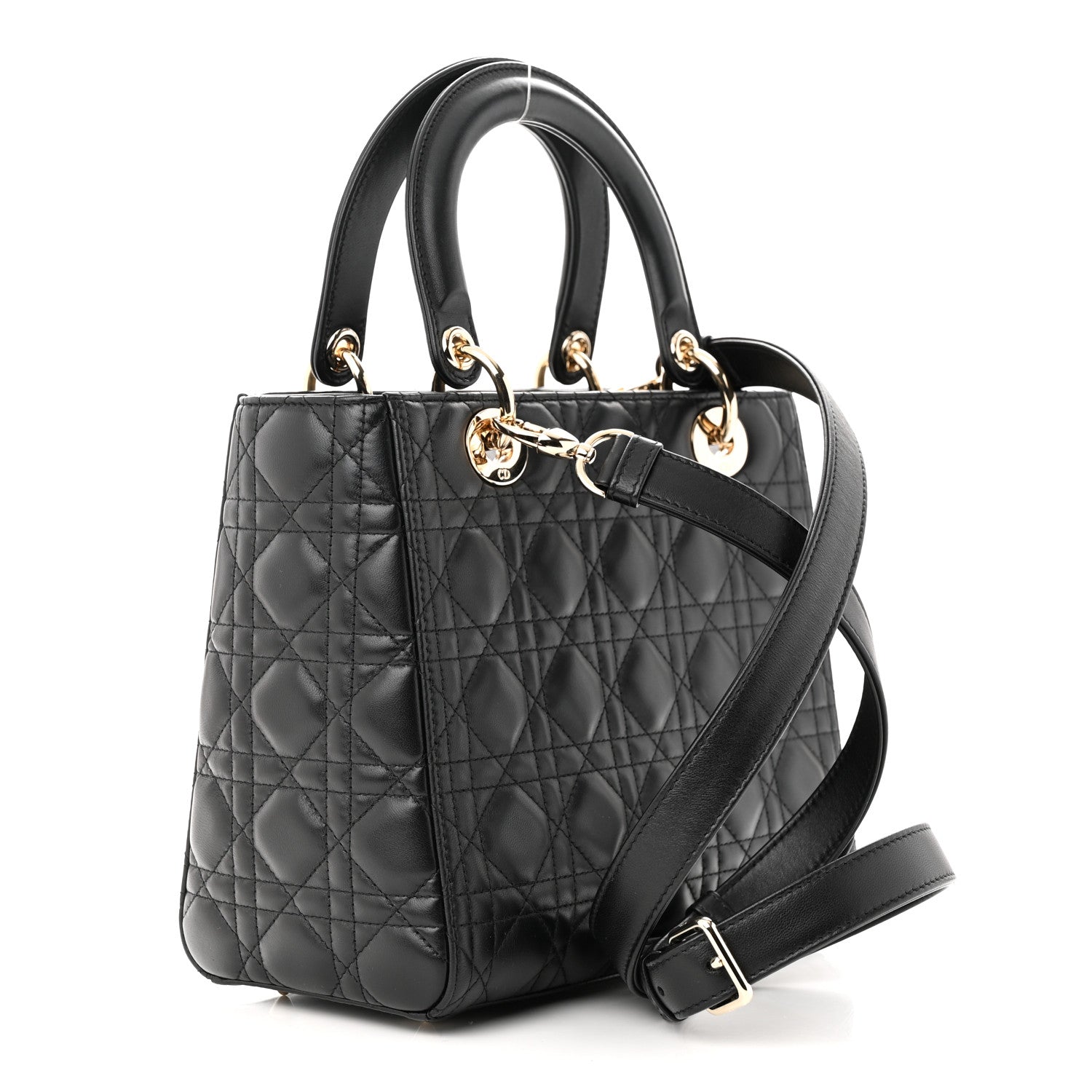 Christian Dior Lambskin Cannage Medium Lady Dior Black 3 of 11