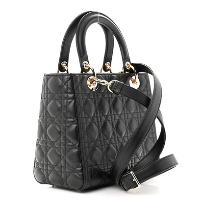 Christian Dior Lambskin Cannage Medium Lady Dior Black 3 of 11