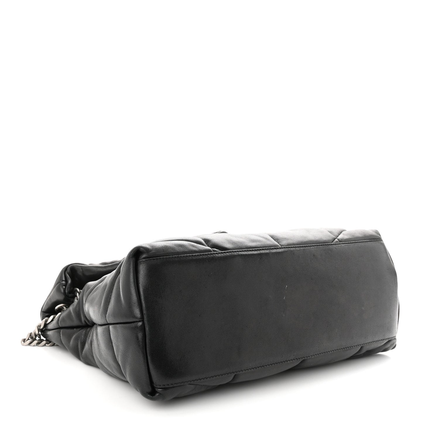 Lambskin Quilted Medium Loulou Puffer Monogram Chain Satchel Black