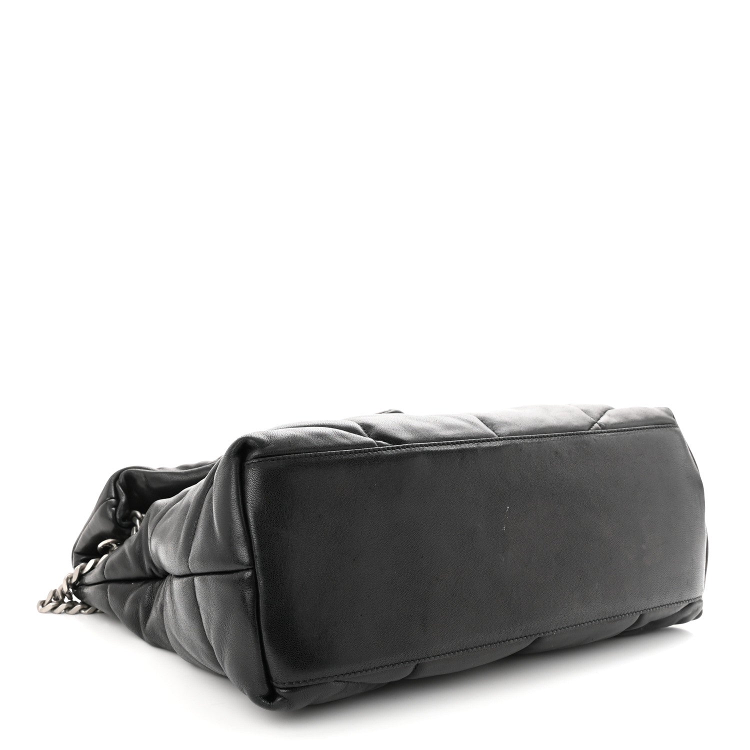 Saint Laurent Lambskin Quilted Medium Loulou Puffer Monogram Chain Satchel Black 4 of 12