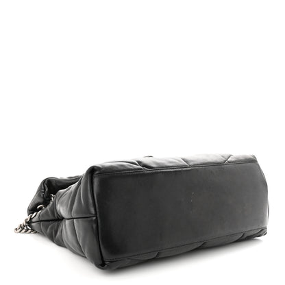 Saint Laurent Lambskin Quilted Medium Loulou Puffer Monogram Chain Satchel Black 4 of 12