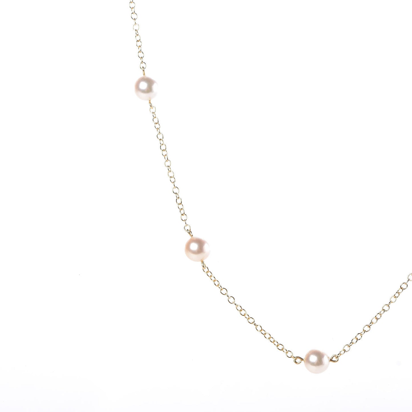 18K Yellow Gold Akoya Pearl 5.5mm Station Necklace