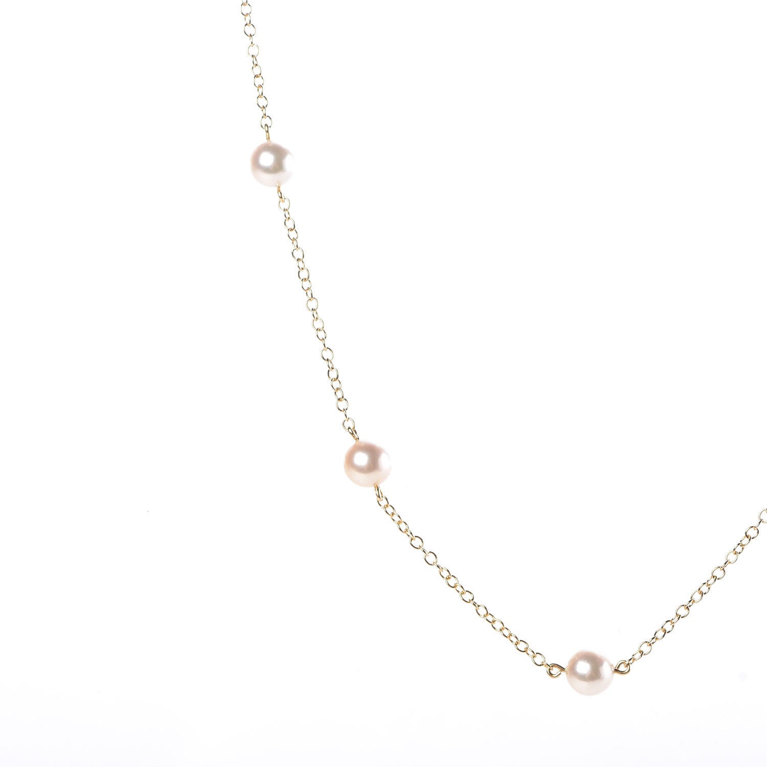 Mikimoto 18K Yellow Gold Akoya Pearl 5.5mm Station Necklace 4 of 5