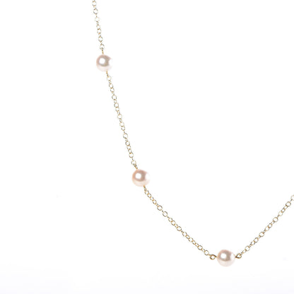 Mikimoto 18K Yellow Gold Akoya Pearl 5.5mm Station Necklace 4 of 5