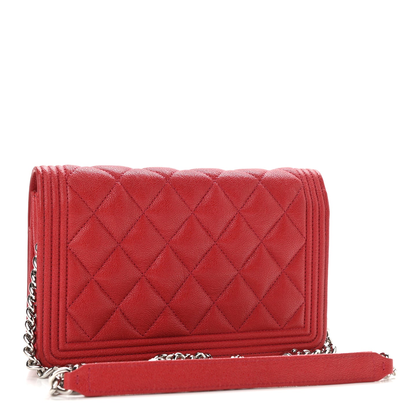 Caviar Quilted Boy Wallet On Chain WOC Red