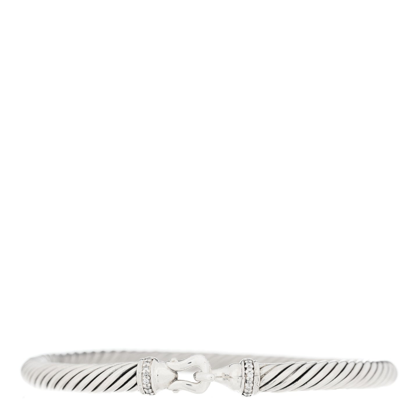 Sterling Silver Diamond 5mm Cable Buckle Bracelet
