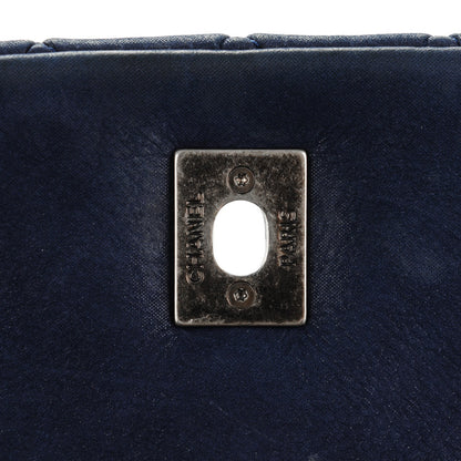 Chanel Iridescent Calfskin Quilted Large New Bubble Flap Dark Blue 6 of 9