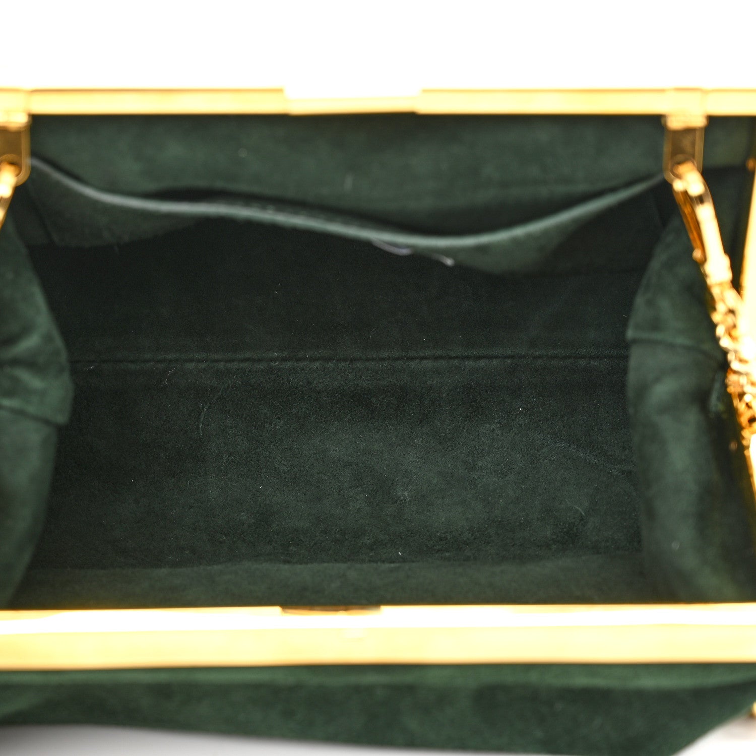 Mansur Gavriel Suede Volume Chain Clutch Dark Green 5 of 9